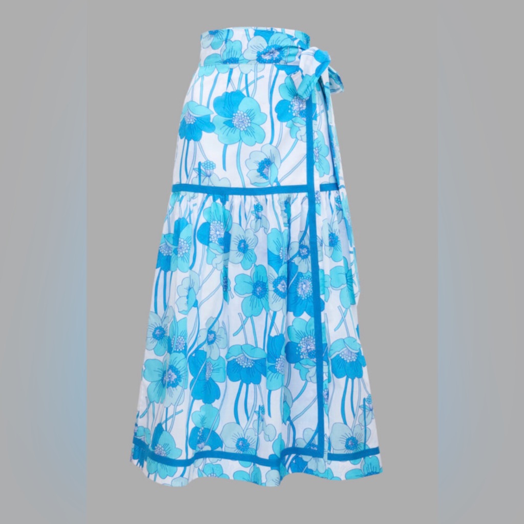 Nwt! Loretta Caponi Size S Varadero Floral Cotton Wrap Skirt.